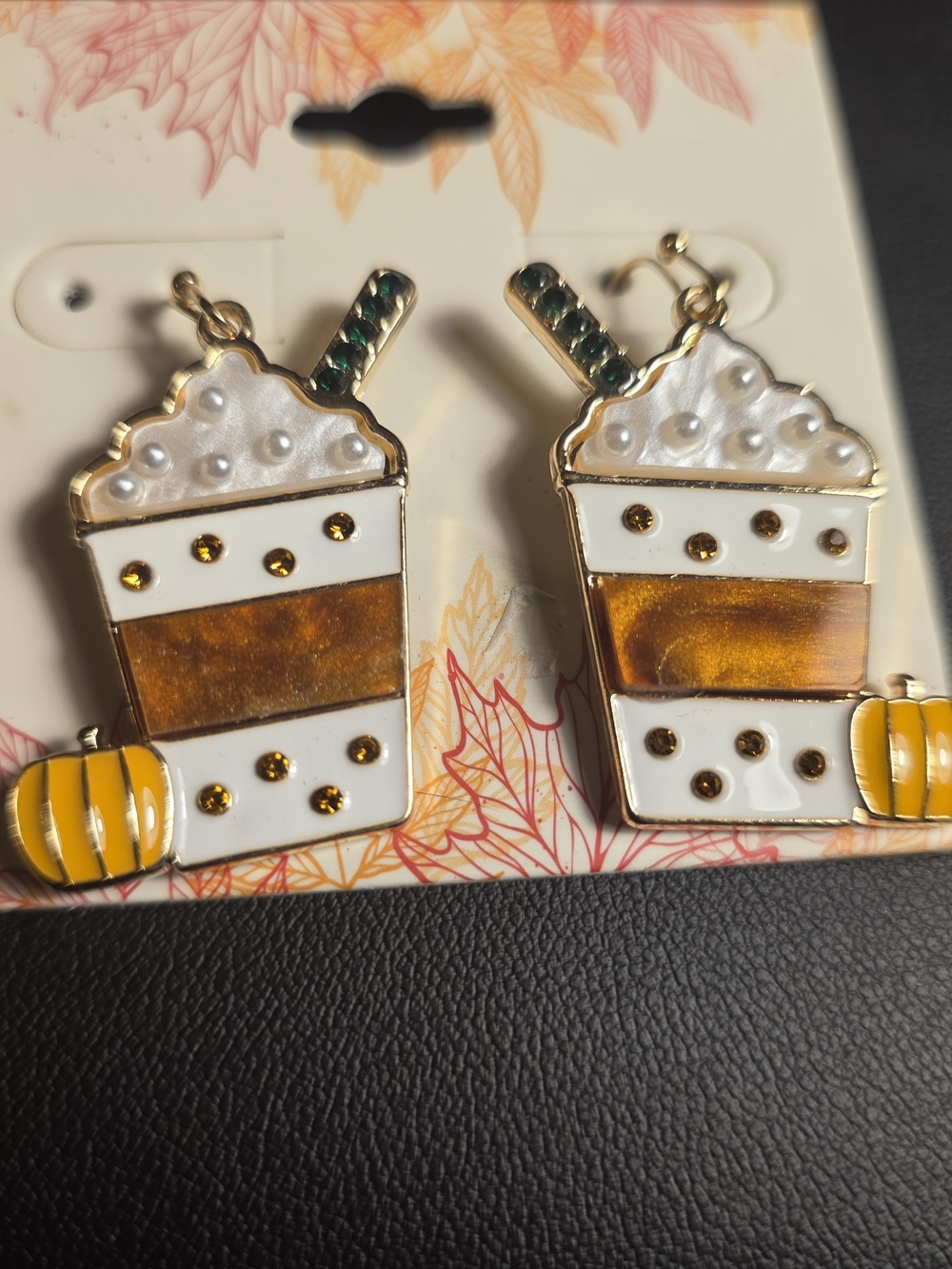 Kohl's Gold-Tone Pumpkin Spice Latte Drop Earrings - White, Amber & Yellow